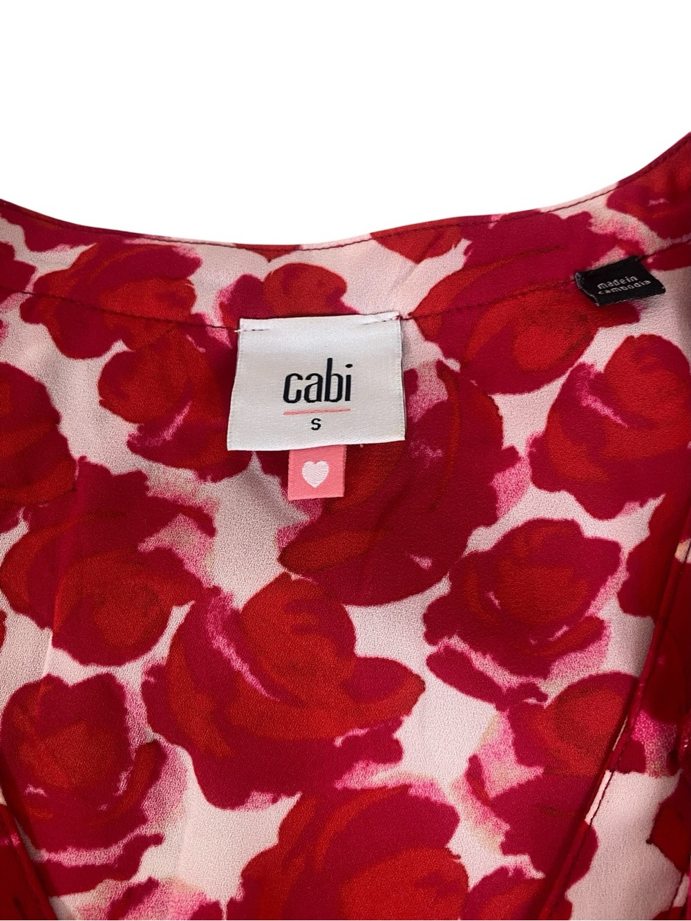 CAbi Red & White Floral Ruffle Button-Front Sleeveless Top - Picture 4 of 6